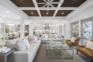 Luxury home in Polk County, Florida staged by Step By Stage Interiors featuring modern decor, cream furniture, and a contemporary open concept feel